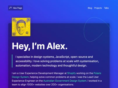 Screenshot of https://alexpage.com.au