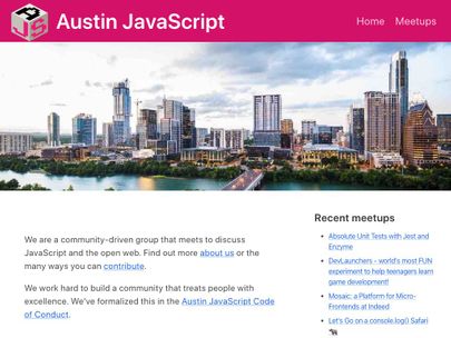 Screenshot of https://austinjavascript.com/