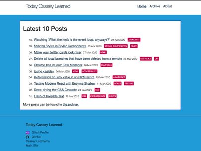 Screenshot of https://cassey-til.glitch.me/
