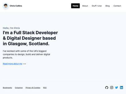 Screenshot of https://www.chriscollins.me/