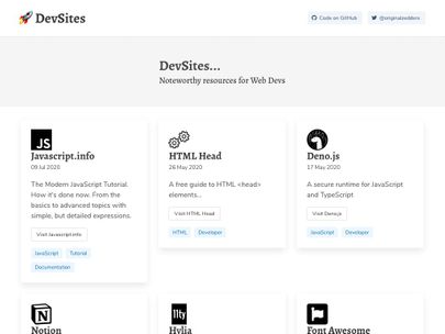 Screenshot of https://devsites.netlify.app