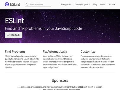 Screenshot of https://eslint.org/