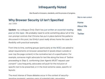 Screenshot of https://infrequently.org/