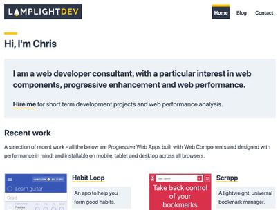 Screenshot of https://lamplightdev.com/