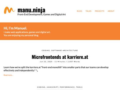 Screenshot of https://manu.ninja/