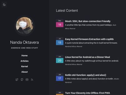 Screenshot of https://okitavera.me/