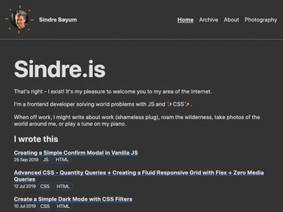 Screenshot of https://sindre.is/