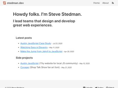 Screenshot of https://stedman.dev/