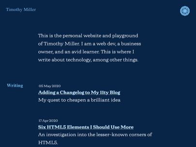 Screenshot of https://timothymiller.dev/