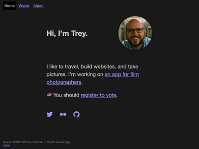 Screenshot of https://treypiepmeier.com/