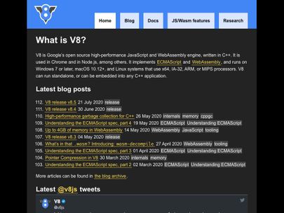 Screenshot of https://v8.dev/