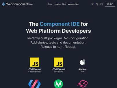 Screenshot of https://webcomponents.dev/