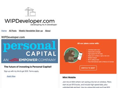 Screenshot of https://wipdeveloper.com/